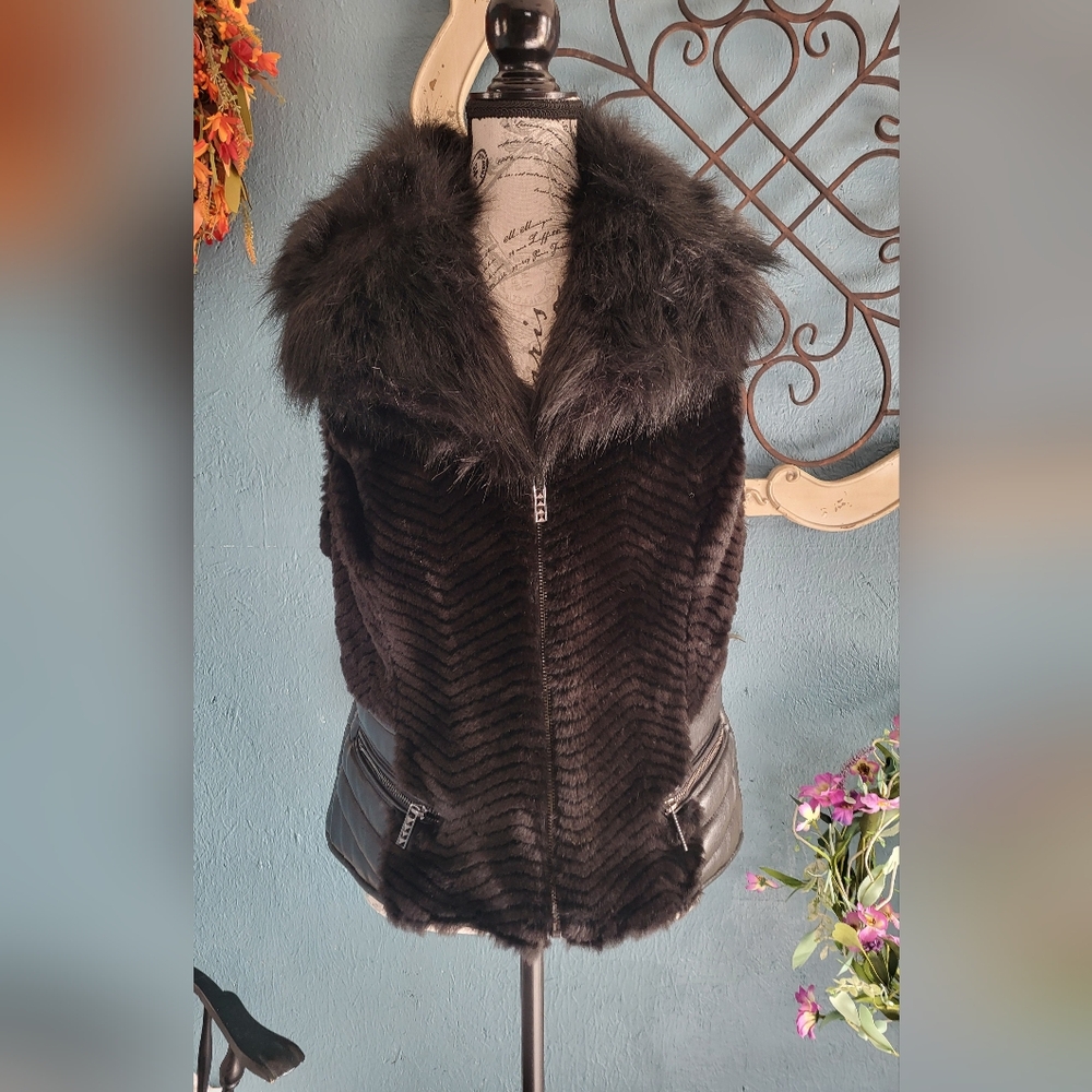 Guess Black Faux Fur Teddy Jacket